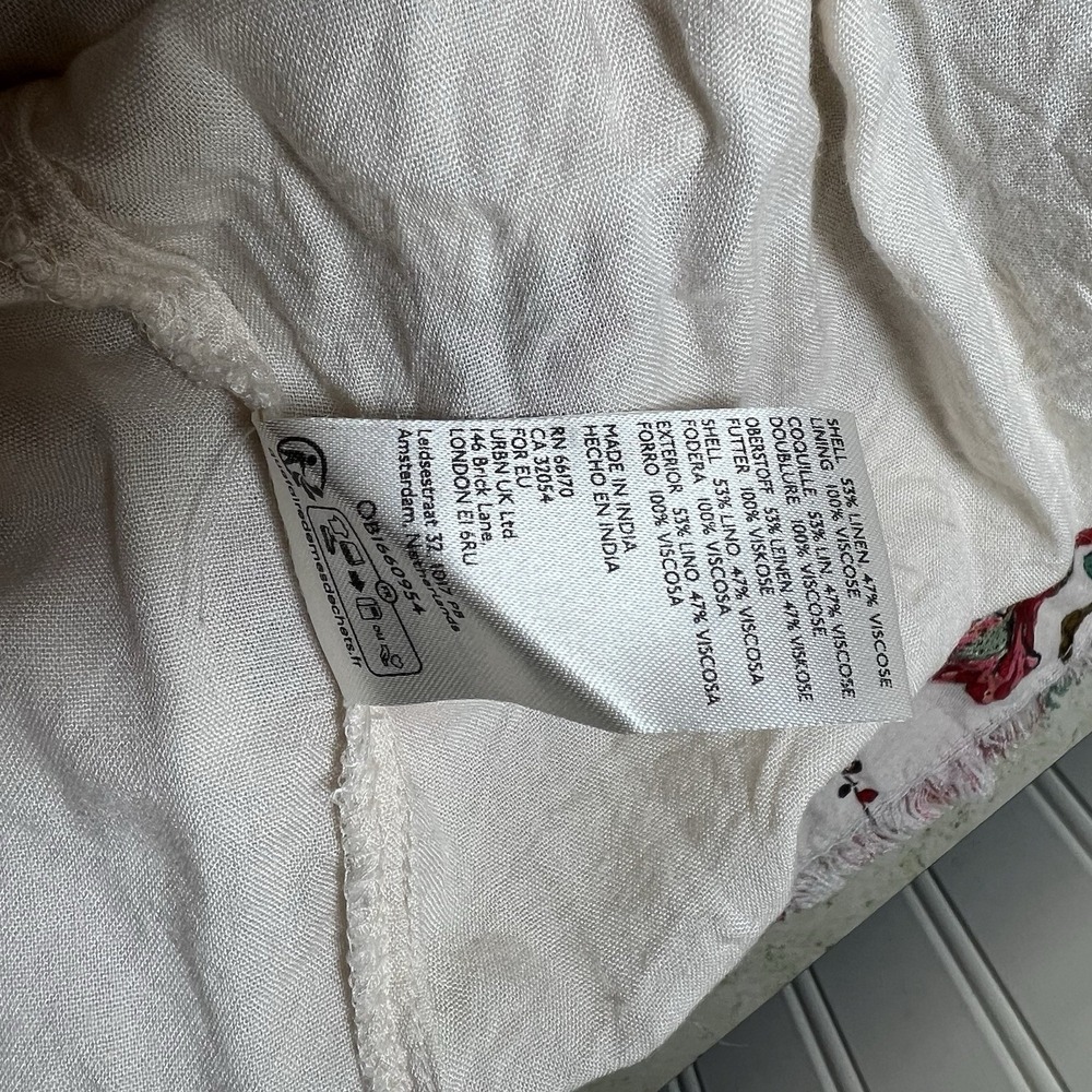PILCRO Anthropologie Boho Floral Linen Blend Midi Dress Chic Cottagecore Size 12 - Picture 9 of 9